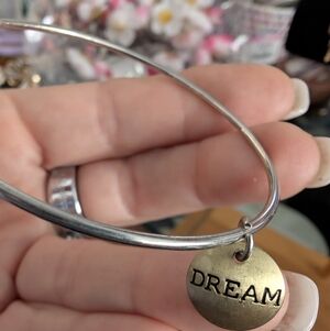 Silver Bangle Bracelet with Gold 'Dream' Charm